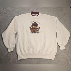 Vintage Whimsical Cottagecore Embroidered Crewneck Sweatshirt Sweater Sz XL